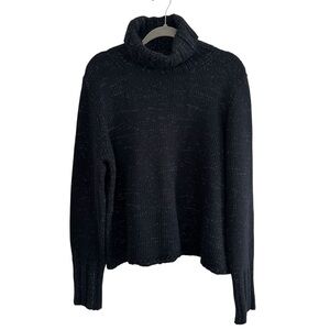 Vintage Gap Lambswool Angora Turtleneck Sweater Black Silver Women’s Size XXL